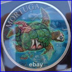 1 oz. MORTUGA #4 Zombucks Colorized World Series round. 999 fine silver