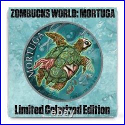 1 oz. MORTUGA #4 Zombucks Colorized World Series round. 999 fine silver