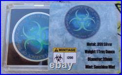 1 oz. MORTUGA #4 Zombucks Colorized World Series round. 999 fine silver