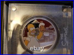 1 oz Solid Silver Homer Simpson Proof Coin. 9999