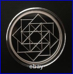 1 oz silver proof Square Matrix. 999 Pure COA BOX SSG Sacred Geometry Yoga