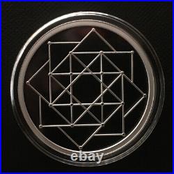 1 oz silver proof Square Matrix. 999 Pure COA BOX SSG Sacred Geometry Yoga