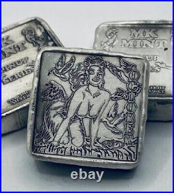 1 ozt MK BarZ Pin Up October Stamped Square. 999 Fine Silver