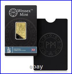 1 x 1 gram Silver Valcambi + 1 /1000th oz Solid Gold Bar 999 Bullion Britannia
