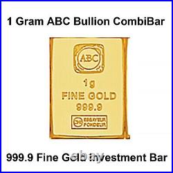 1gr 999.9 Fine Solid Gold Bullion ABC Mint Certified Ingot Bar in Capsule