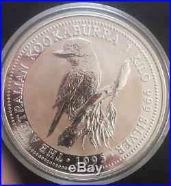 1kg 1995 Silver Kookaburra Coin 999 Solid Silver