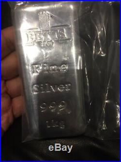 1kg Betts Silver Bullion Bar 999 Solid Silver