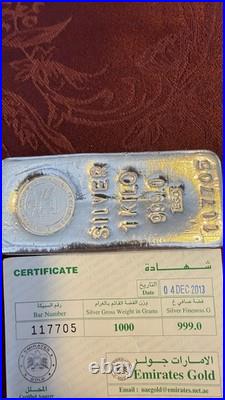 1kg Dubai solid silver bar, certificated and very rare