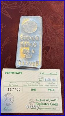 1kg Dubai solid silver bar, certificated and very rare 1kg Dubai solid silver bar, certificated and very rare