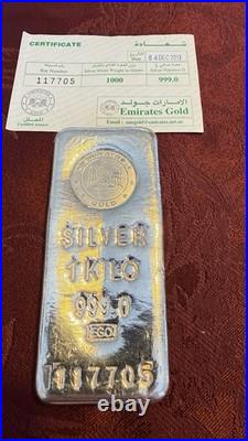 1kg Dubai solid silver bar, certificated and very rare