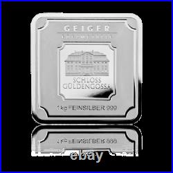 1kg Geiger. 999 Silver Bullion Bar Highly Sought Square Design kilo