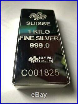 1kg Solid 999 pure Pamp Suisse Silver Bullion Bar in Capsule