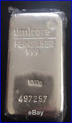 1kg Umicore Silver Bullion Bar 999 Solid Silver