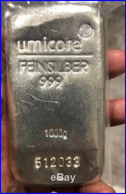 1kg Umicore Silver Bullion Bar 999 Solid Silver