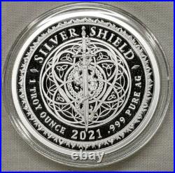 1oz 2021 Silver Shield Proof Square Matrix Round Coin #16 Sacred Geometry