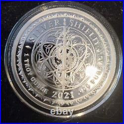 1oz 2021 Silver Shield Proof Square Matrix Round Coin #16 Sacred Geometry