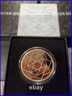 1oz 2021 Silver Shield Proof Square Matrix Round Coin #16 Sacred Geometry