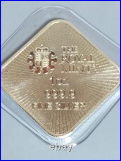 1oz 9999 Fine Silver Royal Mint Britannia And Liberty Square Bar In O. M. P
