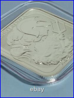 1oz 9999 Fine Silver Royal Mint Britannia And Liberty Square Bar In O. M. P