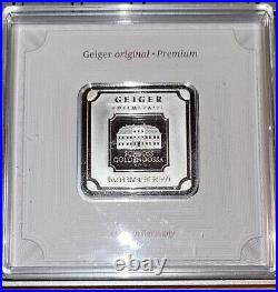 1oz. 999 Fine Silver Bar Geiger Edelmetalle Original Square Series in Display