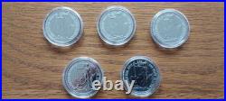 1oz x 5 / 2015 Queen Elizabeth, Solid Silver Britannia £2 Coin Free Capsule