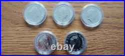 1oz x 5 / 2016 Queen Elizabeth, Solid Silver Britannia £2 Coin Royal Mint