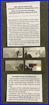 1st Ed.'74-'76 Franklin Mint Flags of UN Solid St Silver USA, Can, Mex, Panama