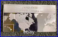 1st Ed.'74-'76 Franklin Mint Flags of UN Solid St Silver USA, Can, Mex, Panama