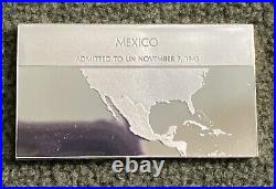 1st Ed.'74-'76 Franklin Mint Flags of UN Solid St Silver USA, Can, Mex, Panama
