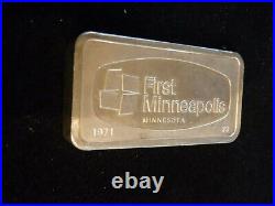 1st MINNEAPOLIS MN, The Franklin Mint 1971 Solid Sterling Silver Bar 1000 Grains