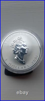 2001 Hologram Solid Silver Maple Leaf Coin By Canadian Mint. Chinese Privy Mark