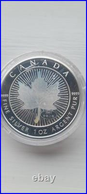 2001 Hologram Solid Silver Maple Leaf Coin By Canadian Mint. Chinese Privy Mark