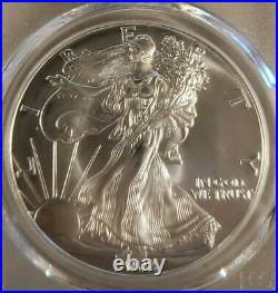 2002 Silver Eagle Pcgs Mint State Ms70 Classic Pcgs Blue Label Solid Coin