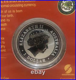 2004 Perth Mint Australian Lunar Monkey Series 1 Solid Silver 1 oz Coin In Card