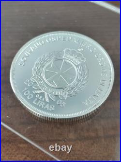 2005 Knights Of Malta, 1 oz, Solid Silver Coin, 100 Liras