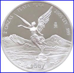 2005 Mexico Libertad Angel Solid. 999 Silver Proof 2oz Coin