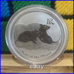2008 Lunar Year Of The Mouse 2 Oz Solid Silver. 999 Coin Australian Perth Mint
