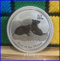 2008 Lunar Year Of The Mouse 2 Oz Solid Silver. 999 Coin Australian Perth Mint