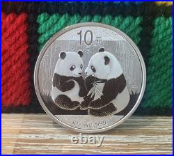 2009 China Panda 10 Yuan 1oz. 999 Solid Silver Coin In Protective Capsule