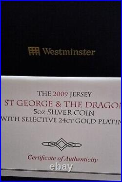 2009 Jersey ST George And The Dragon 5 Oz Solid Silver Gold Plating