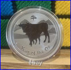 2009 Lunar Year Of The Ox 2 Oz Solid Silver. 999 Coin Australian Perth Mint