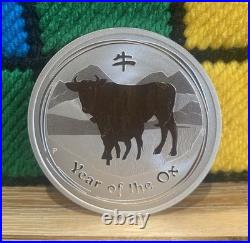 2009 Lunar Year Of The Ox 2 Oz Solid Silver. 999 Coin Australian Perth Mint