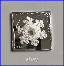 2009 MMIX Latvia 1 Lats Coin of Water Square 26g. 925 Silver Proof