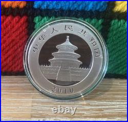 2010 China Panda 10 Yuan 1oz. 999 Solid Silver Coin In Protective Capsule