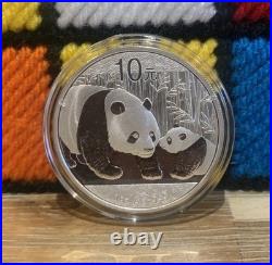 2011 China Panda 10 Yuan 1oz. 999 Solid Silver Coin In Protective Capsule