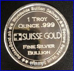 2011 Suisse Gold Matterhorn 1 Troy Ounce Solid 0.999 Pure Silver Round