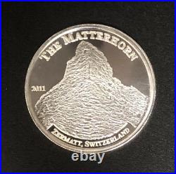 2011 Suisse Gold Matterhorn 1 Troy Ounce Solid 0.999 Pure Silver Round