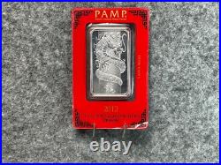 2012 PAMP Suisse 1 Oz. 999 Fine Silver Bar Lunar Dragon Sealed In Assay #1
