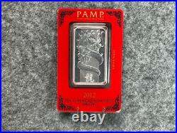 2012 PAMP Suisse 1 Oz. 999 Fine Silver Bar Lunar Dragon Sealed In Assay #2