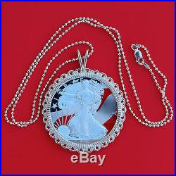 2013 1 Oz American Silver Eagle Hologram Coin Solid 925 Sterling Silver Necklace